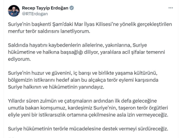 Cumhurbaşkanı Erdoğan'dan Suriye'deki kilise saldırısına tepki