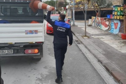 Denizli zabıta ekiplerinden kaldırım işgallerine sıkı takip